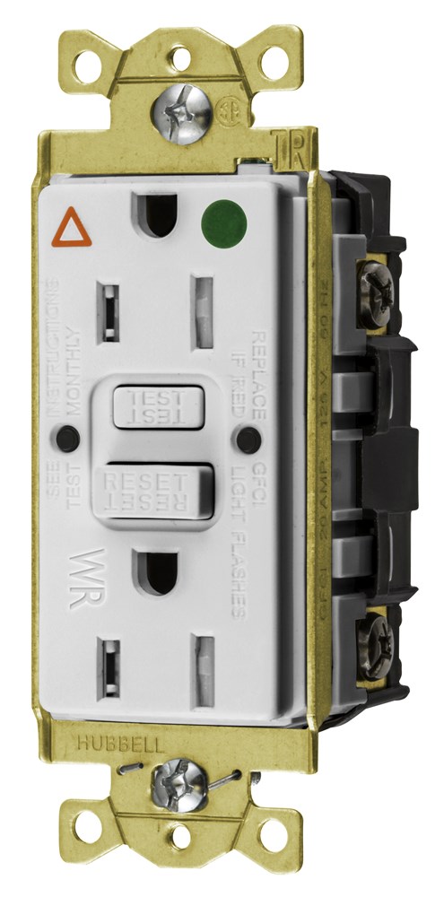 Power Protection Products, GFCI Receptacles, Self Test, Tamper and Weather Resistant, Hospital Grade, 15A 125V, 2-Pole 3- Wire Grounding, 5-15R, White