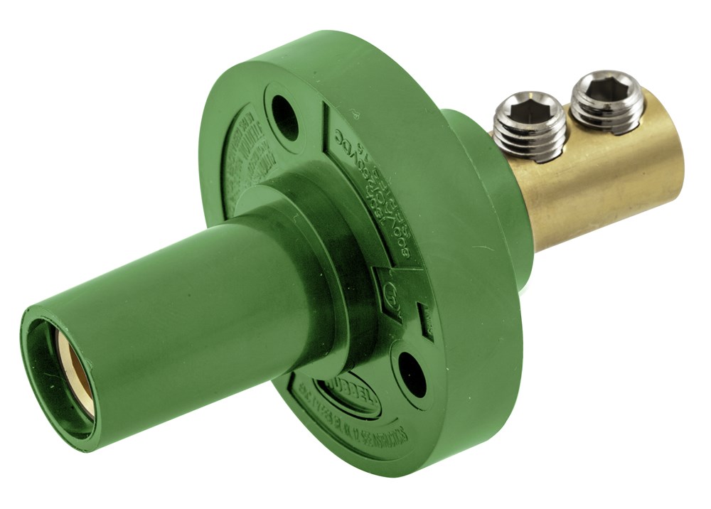 Hubbell Wiring Device Kellems, Single Pole Products, Female Receptacle,Double Set Screw Termination, 150 Amp Series, Green
