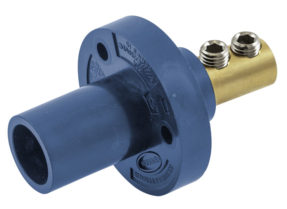Hubbell Wiring Device Kellems, Single Pole Products, Male Inlet, DoubleSet Screw Termination, 150 Amp Series, Blue