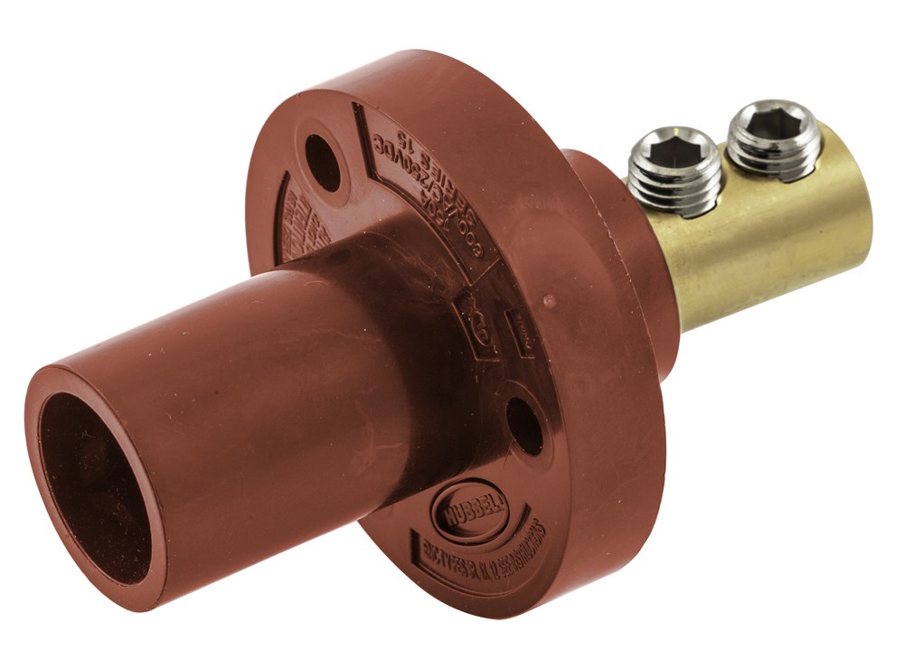 Hubbell Wiring Device Kellems, Single Pole Products, Male Inlet, DoubleSet Screw Termination, 150 Amp Series, Red