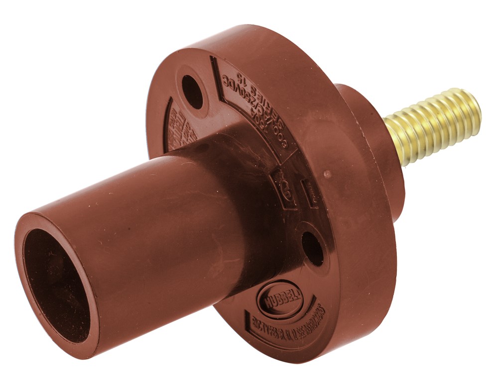 Hubbell Wiring Device Kellems, Single Pole Products, Male Inlet,Threaded Stud Termination, 150 Amp Series, Red