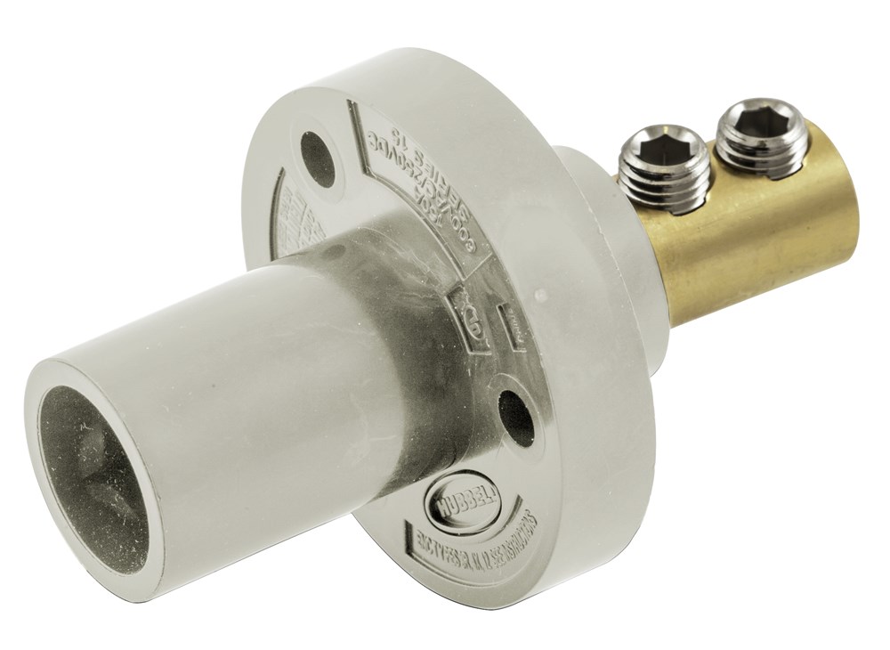 Hubbell Wiring Device Kellems, Single Pole Products, Male Inlet, DoubleSet Screw Termination, 150 Amp Series, White