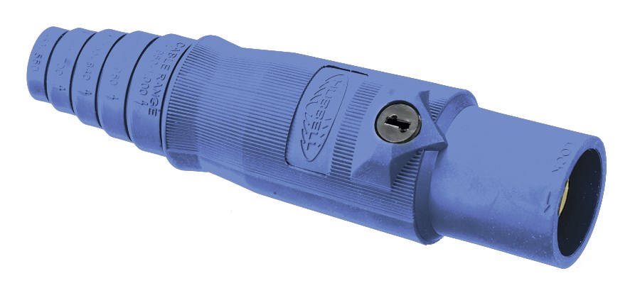 Hubbell Wiring Device Kellems, Heavy Duty Products, Single Pole Devices,Industrial Grade, Male, Plug, 400A 250V DC/600V AC, Single Conductor,Double Set Screws, Blue