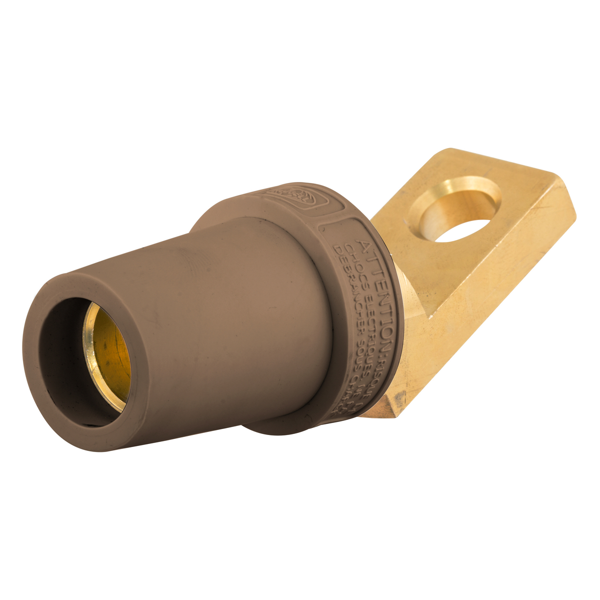 Hubbell Wiring Device Kellems, Single Pole Products, 300/400A Series,Angled Female, Offset Stud Type, Brown