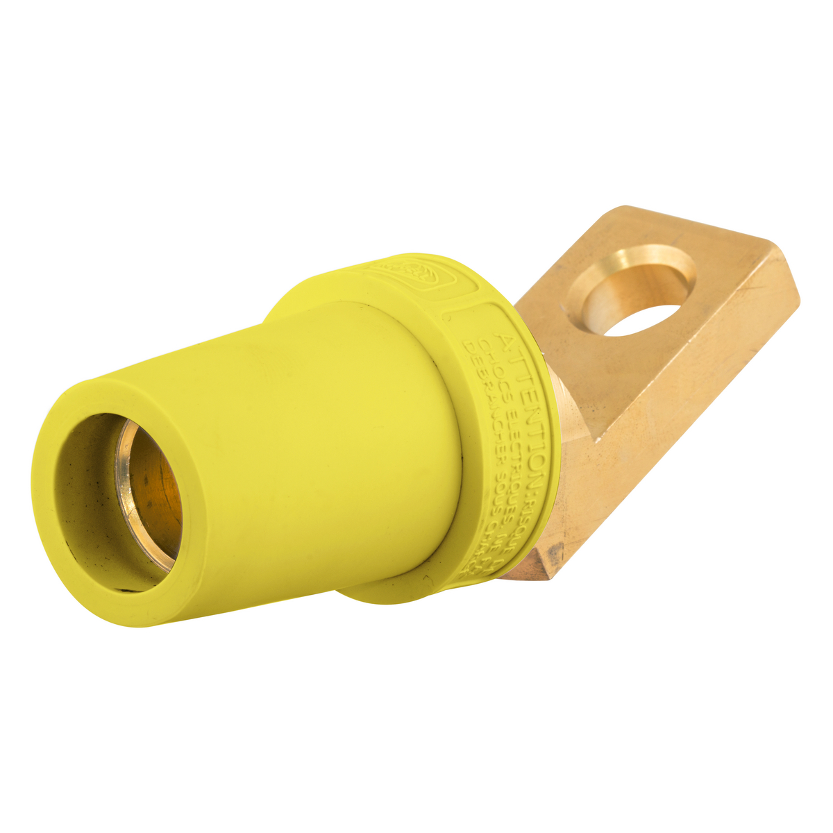 Hubbell Wiring Device Kellems, Single Pole Products, 300/400A Series,Female, Angled Offset Stud Type, Yellow