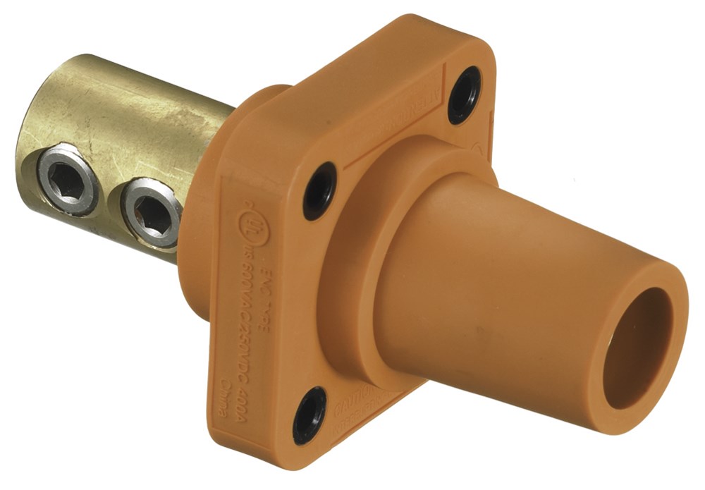 Hubbell Wiring Device Kellems, Heavy Duty Products, Single Pole Devices,Industrial Grade, Female Receptacle, 300/400A 250V DC/600V AC, SingleConductor, Set Screw, Orange