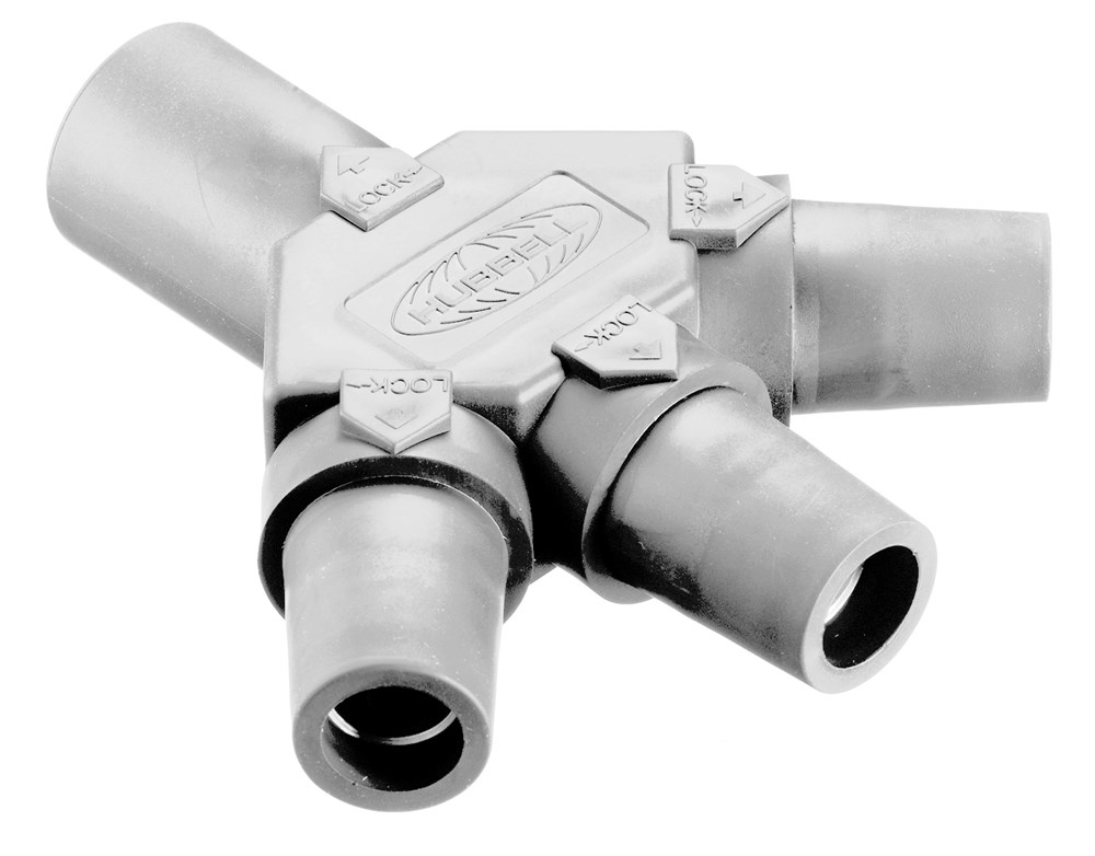 Hubbell Wiring Device Kellems, Heavy Duty Products, Single Pole Devices,Industrial Grade, Male-Female-Female-Female, Tri-Tap, 300/400A 250VDC/600V AC, Single Conductor, Pre-Wired, White