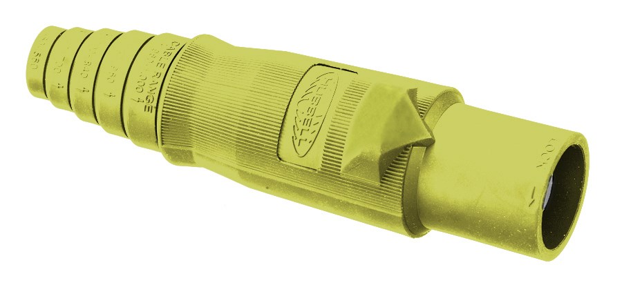 Hubbell Wiring Device Kellems, Heavy Duty Products, Single Pole Devices,Industrial Grade, Replacement Parts, Male Plug Body, For 300/400A250VDC/600V AC, Single Conductor, Pre-Wired, Yellow