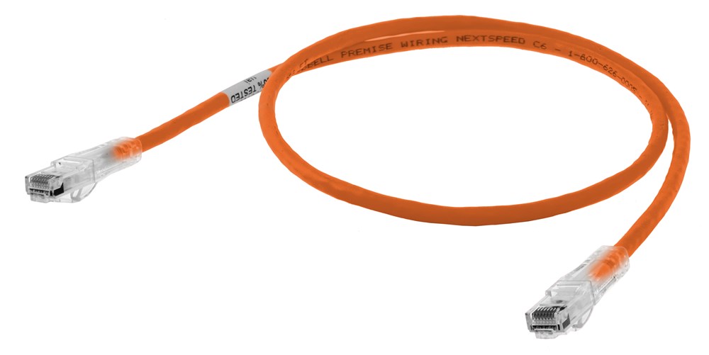 Hubbell Premise Wiring Products, Copper Solutions, Patch Cords,NEXTSPEED, Cat 6, Slim, 25' Length, Orange