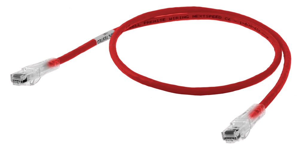 Hubbell Premise Wiring Products, Patch Cord, Speed Gain, Cat6, Slim,Red, 5'