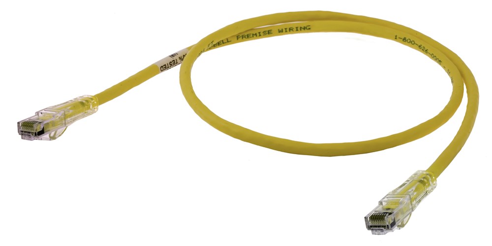 Hubbell Premise Wiring Products, Patch Cord, Speed Gain, Cat6, Slim,Yellow, 3'