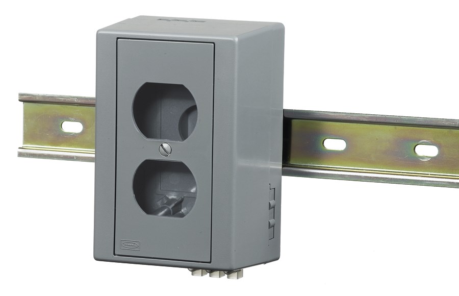 Hubbell Premise Wiring Products, HI-IMPACT DIN Rail Utility Box, CoMultiModeunications, 2-Port, Unloaded, Gray