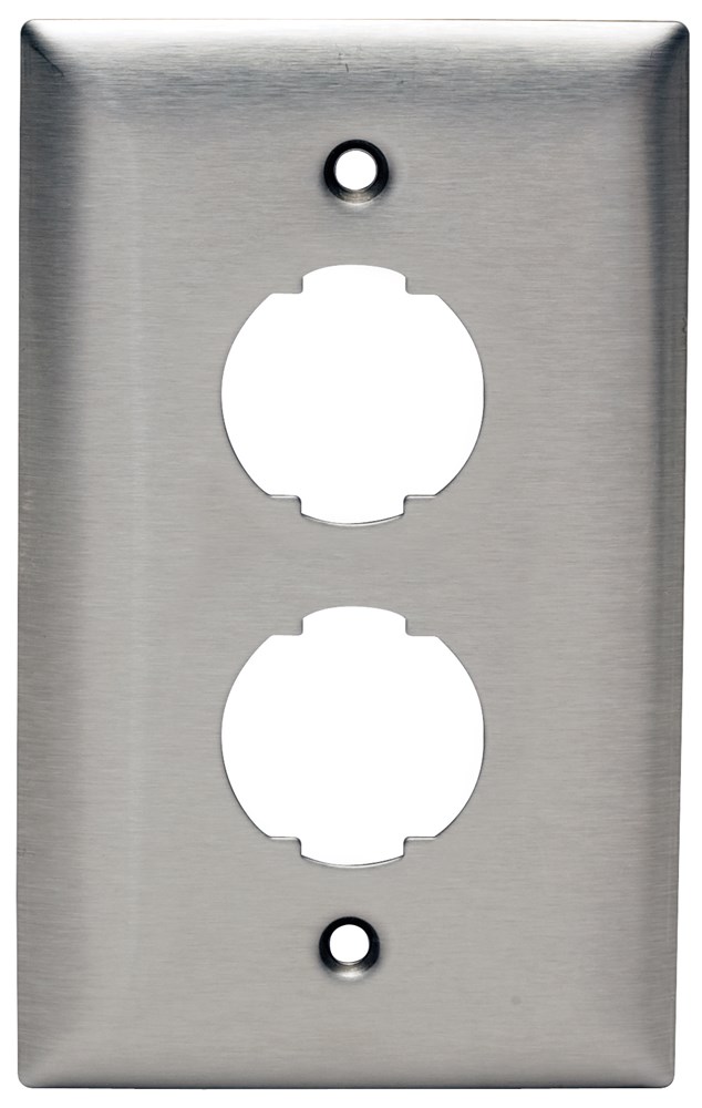 Hubbell Premise Wiring Products, HI-IMPACT Plate, Stainless Steel, 1-Port, 2-Gang
