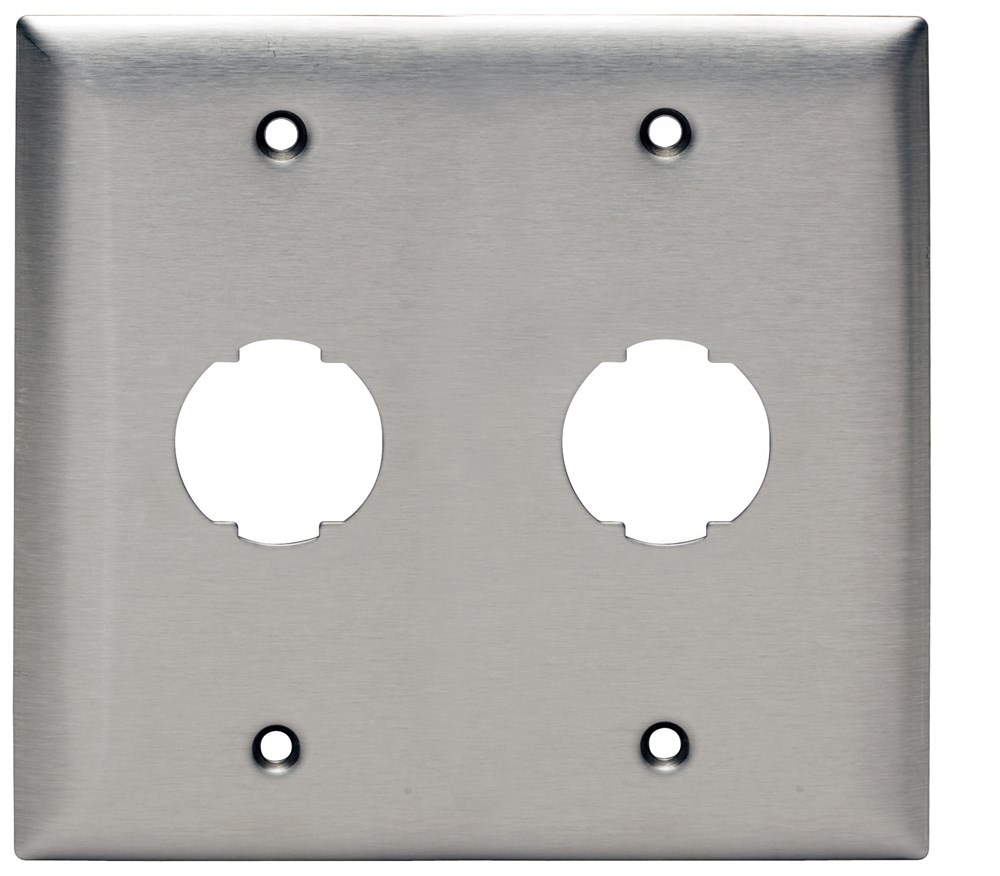 Hubbell Premise Wiring Products, HI-IMPACT Plate, Stainless Steel, 2-Port, 2-Gang