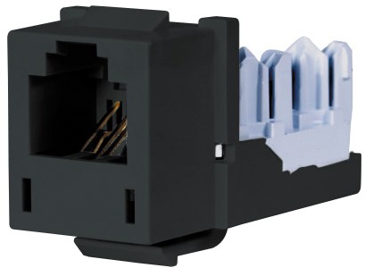 Hubbell Premise Wiring Products, Telephone/Data, Jack, XCELERATOR, USOC6-Position, Black