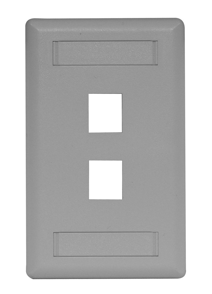 Hubbell Premise Wiring Products, Phone/Data/Multimedia Faceplate, FacePlate, Rear-Loading, 2-Port, Single-Gang, Gray