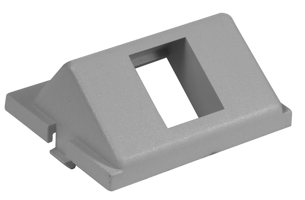 Hubbell Premise Wiring Products, Audio/Video Unloaded Module, Keystone,1-Port, Angled, 1.5 Unit, Gray