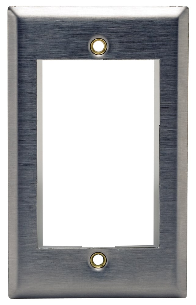 Hubbell Premise Wiring Products, Phone/Data/Multimedia Component, INFINeStation Modular Plate Frame, 1-Gang, 3-Unit, Stainless Steel