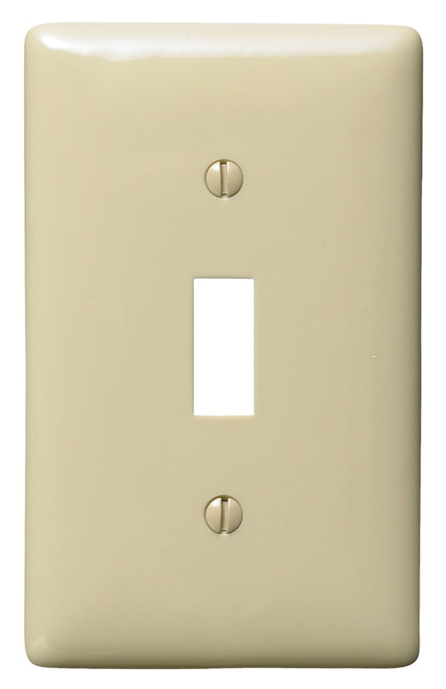 Hubbell Wiring Device Kellems, Wallplates and Box Covers, Wallplate,Nylon, 1-Gang, 1) Toggle, Ivory