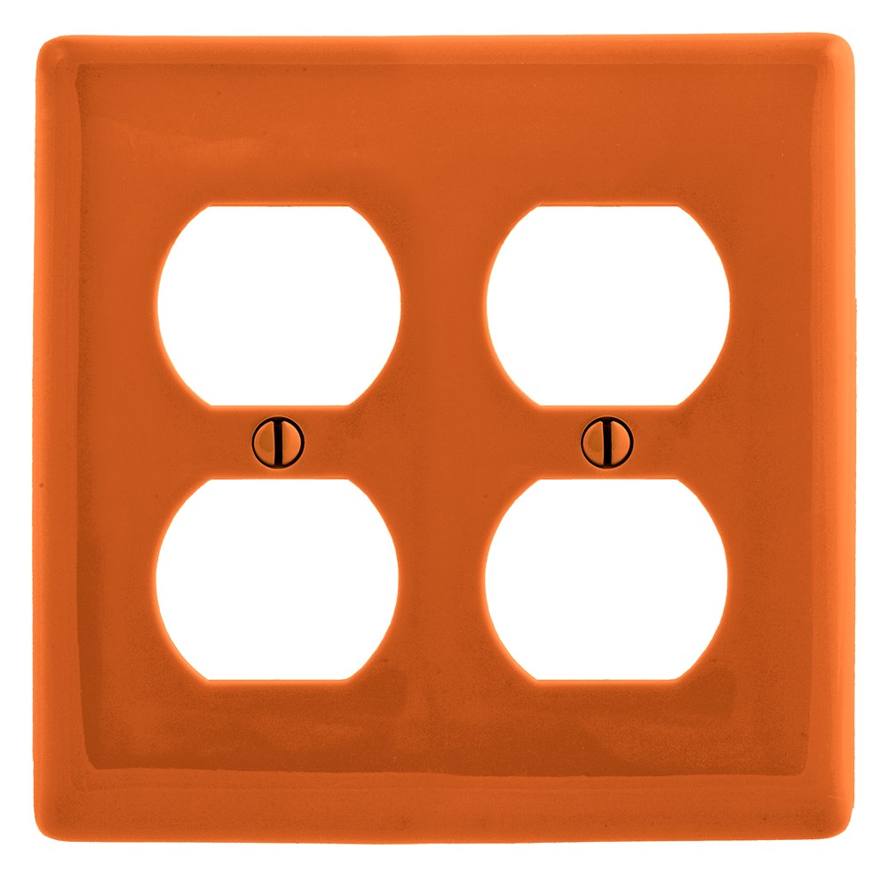 Hubbell Wiring Device Kellems, Wallplates and Box Covers, Wallplate,Nylon, 2-Gang, 2) Duplex, Orange