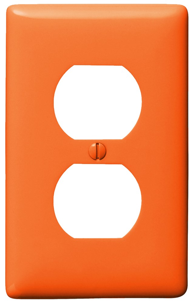 Hubbell Wiring Device Kellems, Wallplates and Box Covers, Wallplate,Nylon, 1-Gang, 1) Duplex, Orange