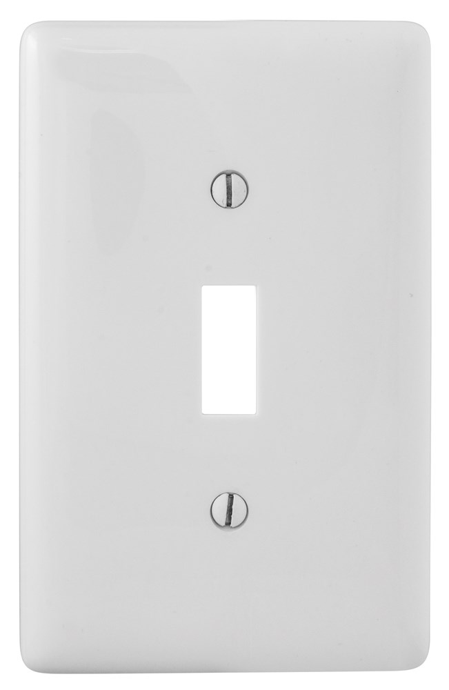 Hubbell Wiring Device Kellems, Wallplates and Box Covers, Wallplates,Nylon, 1-Gang, Jumbo, Toggle Opening, White