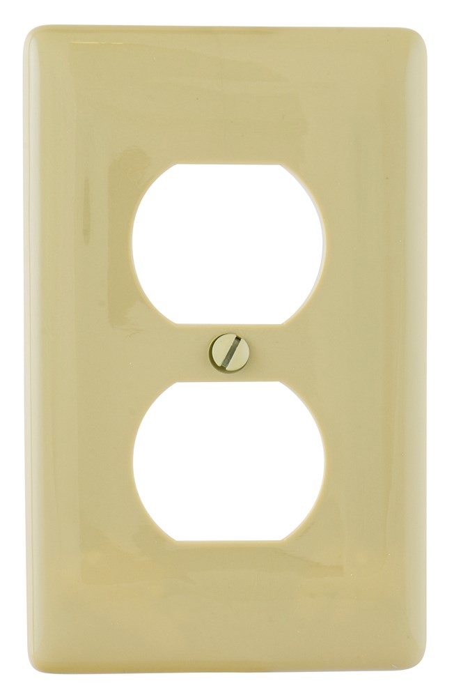 Hubbell Wiring Device Kellems, Wallplates and Box Covers, Wallplates,Nylon, 1-Gang, Jumbo, 1) Duplex Opening, Ivory