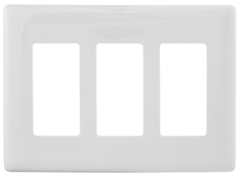 Hubbell Wiring Device Kellems, Wallplates and Box Covers, Wallplates,Nylon, 3-Gang, Snap-On, 3) Decorator Openings, White