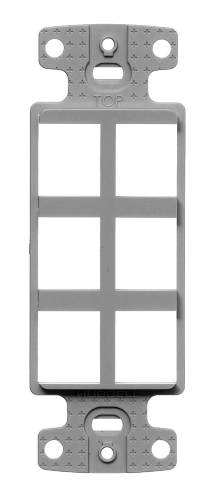 Hubbell Premise Wiring Products, Plate, Decorator Frame, 6-Port, Gray