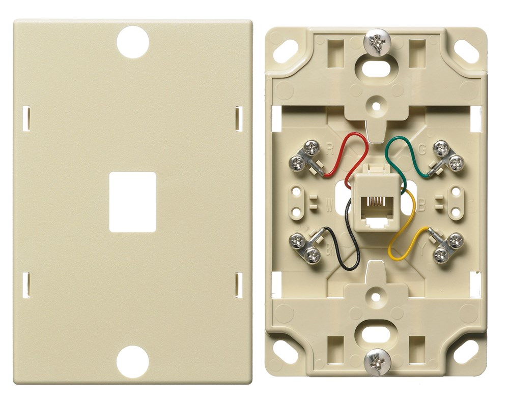 Hubbell Premise Wiring Products, Plates, Wall Phone, 6-Position 4-Conductor, Screw Terminal, Electric Ivory