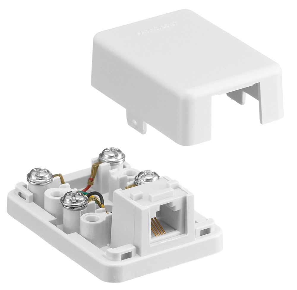 Hubbell Premise Wiring Products, netSELECT Surface Enclosure, With 6-Position 4-Conductor Jack, Screw Terminal, White