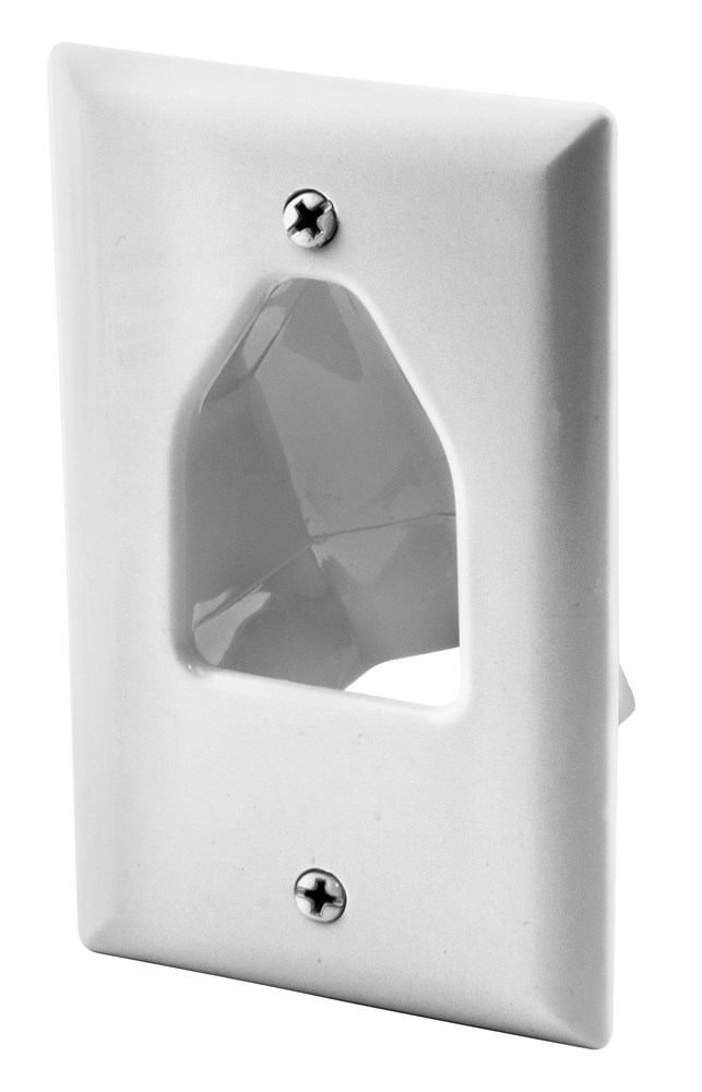 Hubbell Premise Wiring Products, Plates, 1-Gang, Recessed, Cable PassThrough, White