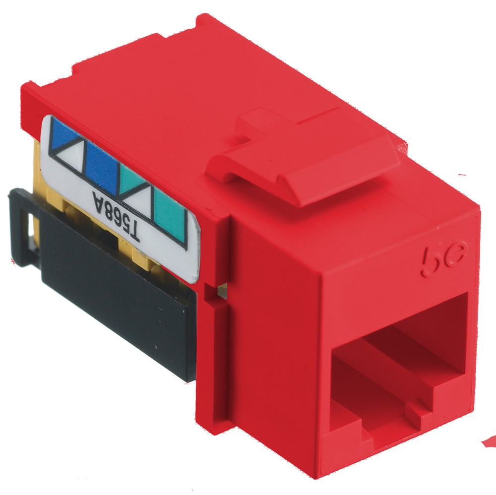 Hubbell Premise Wiring Products, Net Select, Jack, Cat5e, 8-Position,Universal A/B, Red