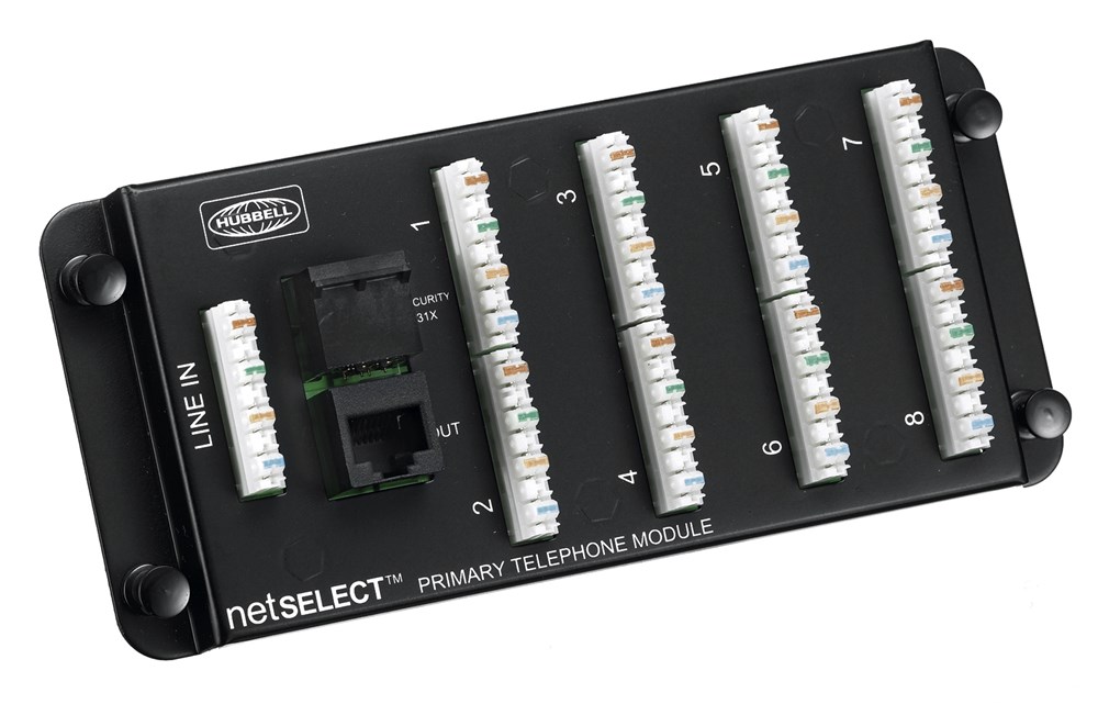 Hubbell Premise Wiring Products, Net Select, Module, Primary Telephone,8-Port
