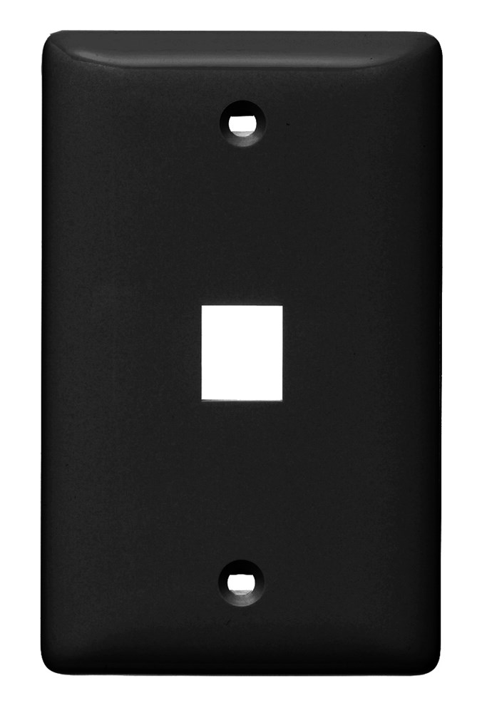 Hubbell Premise Wiring Products, Plate, Wall, Label-Less, 1-Gang, 1-Port, Black