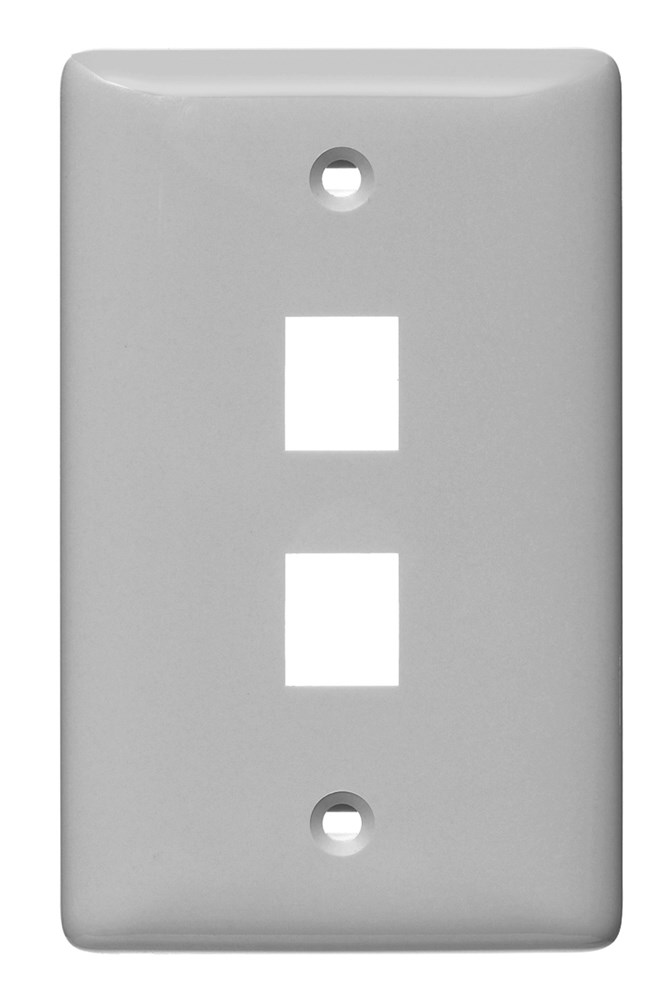 Hubbell Premise Wiring Products, Plate, Wall, Label-Less, 1-Gang, 2-Port, Gray
