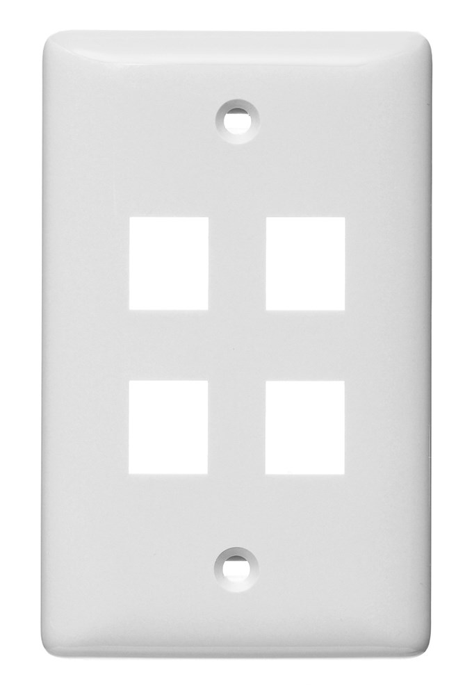 Hubbell Premise Wiring Products, NetSelect Products, Wall, WithoutLabel, 1-Gang, 4-Port, White