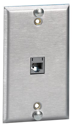 Hubbell Premise Wiring Products, Plate, Wallphone, 1-Gang, 1-Port, FlushMount, Stainless