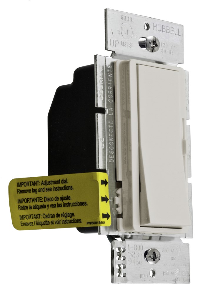 Hubbell Wiring Device Kellems, Switches and Lighting Controls, Dimmer,Rotary, Single Pole and Three Way, CFL and LED Loads, Light Almond