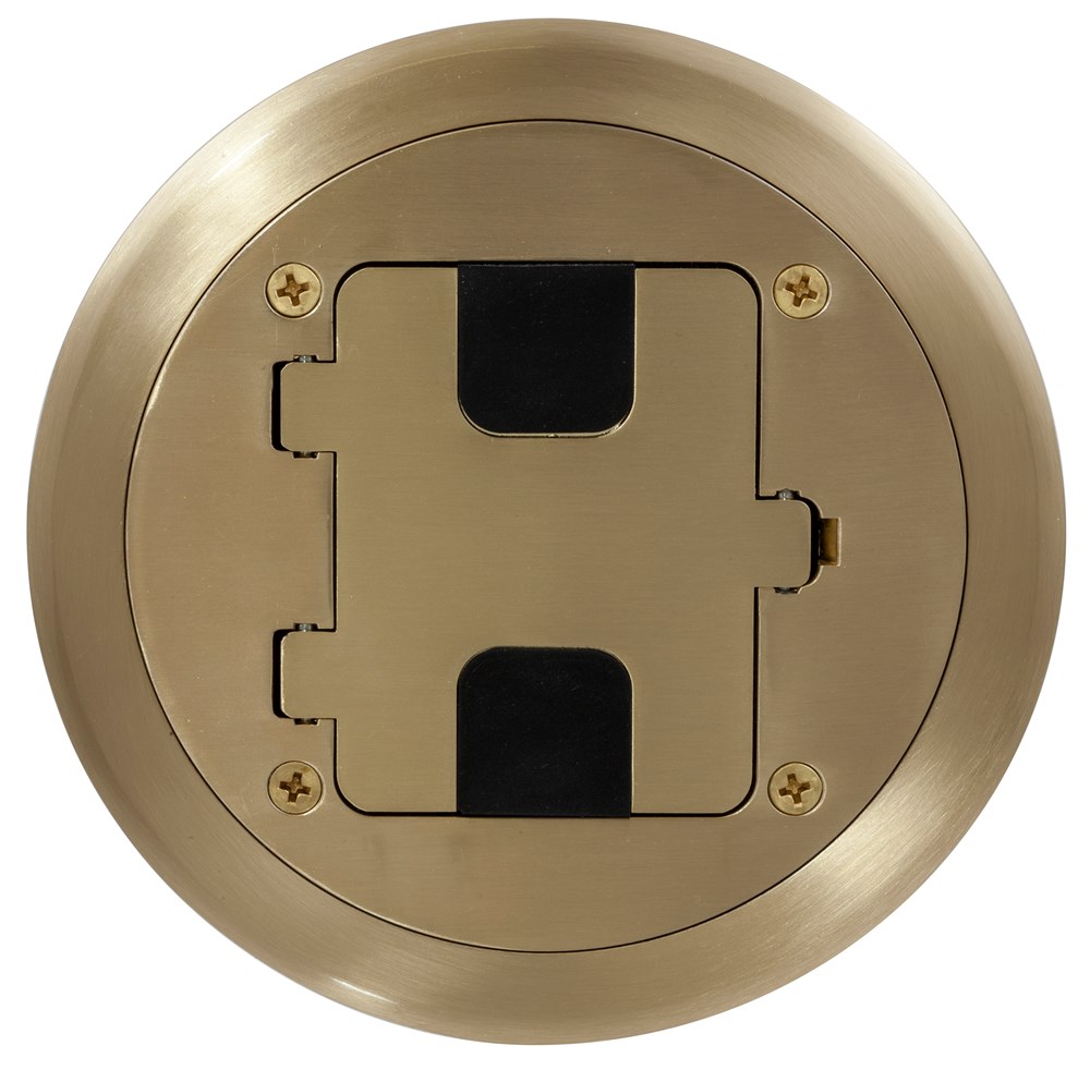 Hubbell Wiring Device Kellems, Floor Boxes, Residential Series, BrassFinish Flange and Door