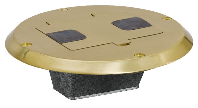 Hubbell Wiring Device Kellems, Floor and Wall Boxes, Residential FloorBox, Flange and Door, Brass