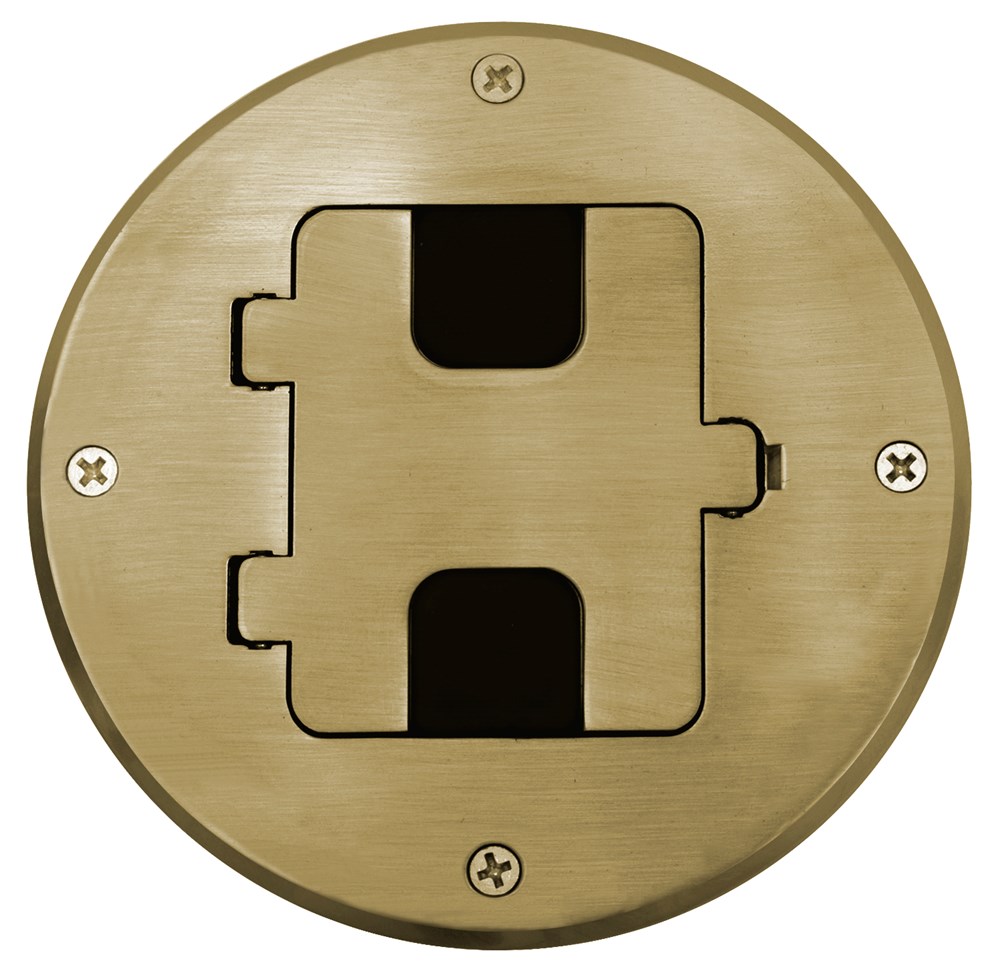 Hubbell Wiring Device Kellems, TradeSelect, Floor Box with Tile Flangeand Door, Brass