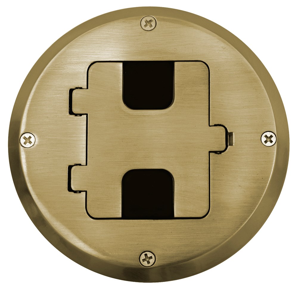 Hubbell Wiring Device Kellems, Floor and Wall Boxes, Residential FloorBox Kit, Woor Floor Type, 1-Gang, Brass Plated
