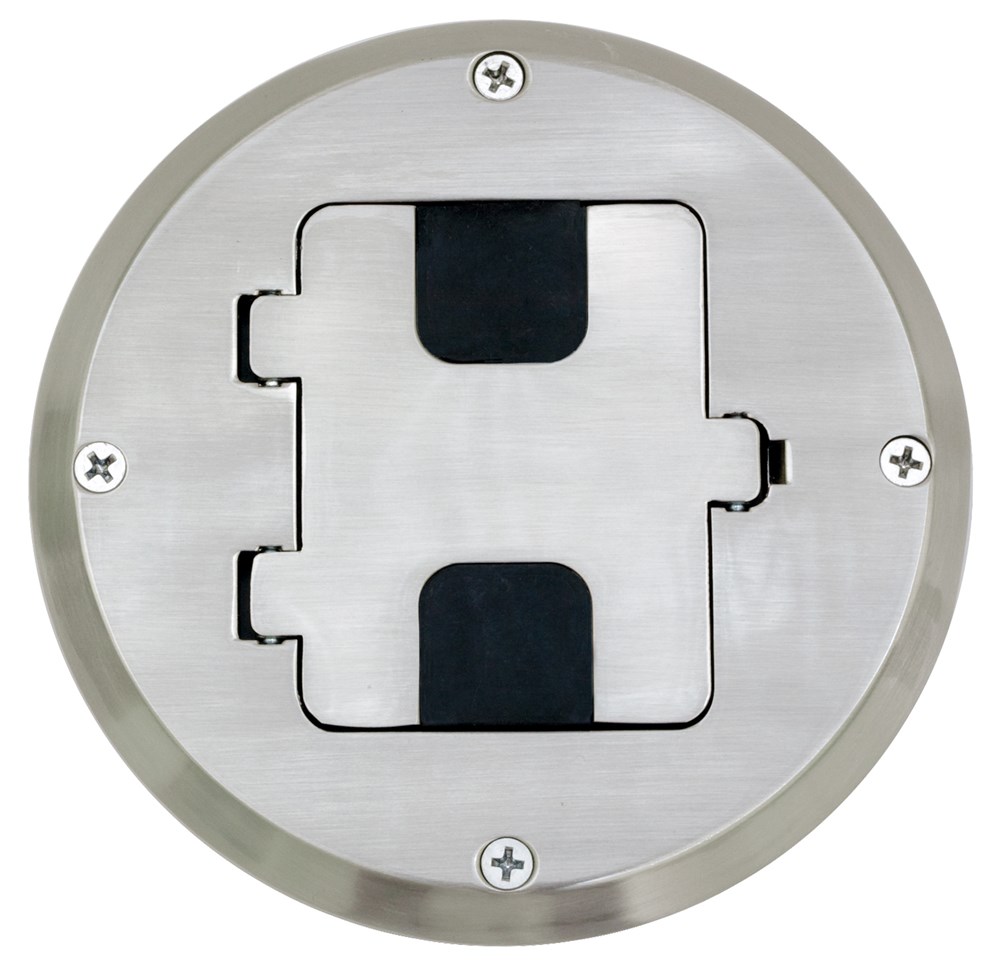 Hubbell Wiring Device Kellems, Floor and Wall Boxes, Residential FloorBox Kit, Woor Floor Type, 1-Gang, Nickel