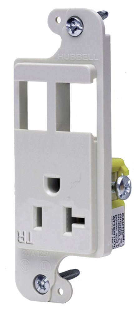 Hubbell Wiring Device Kellems, J-Load Media Outlet, 20A 125V TamperResistant Receptacle, 2-Port, Decorator Frame, White
