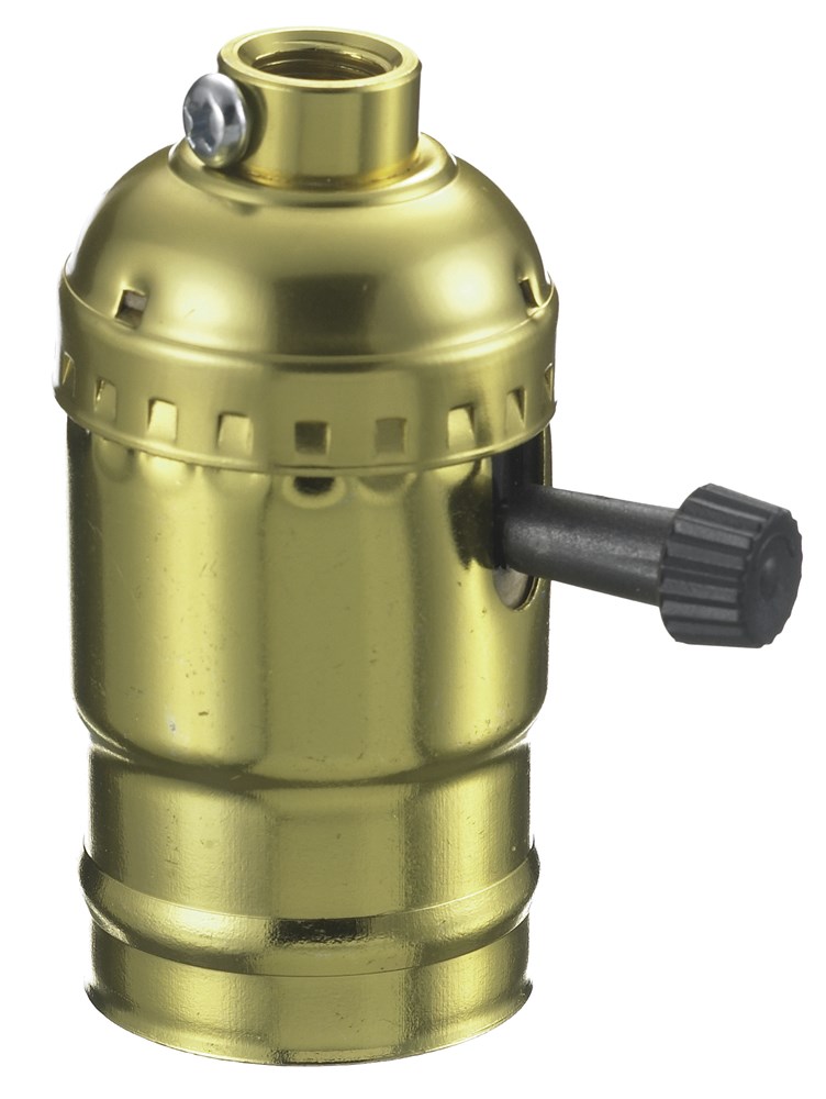 Hubbell Wiring Device Kellems, Lamp Holders and Sockets, Medium Base,Turn Knob, 660W 600V AC, Brass