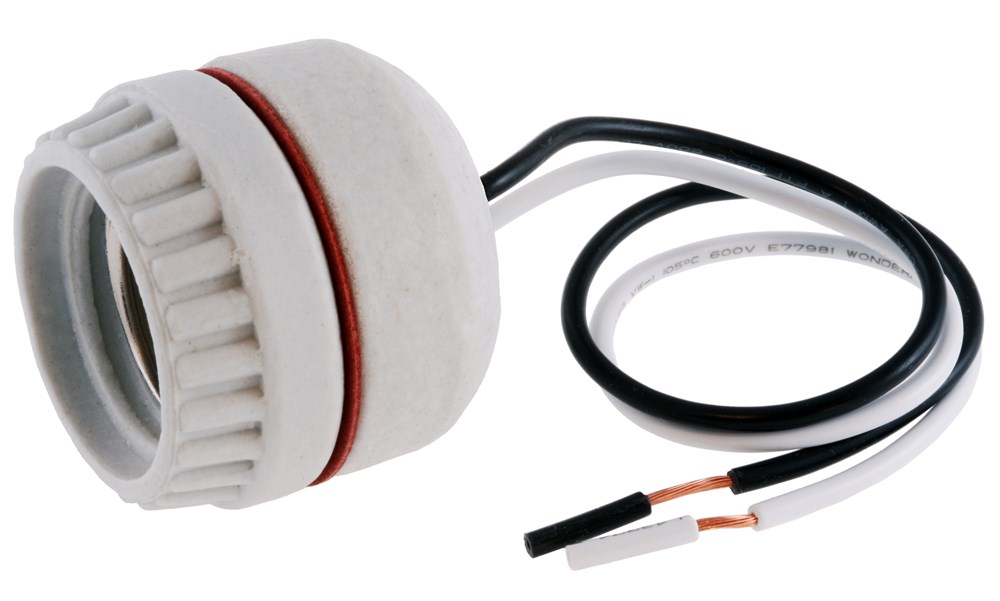 Hubbell Wiring Device Kellems, Lampholder, Medium Base, Screw Mount,Terminal Screws, 2-Piece, Sign Mount, White