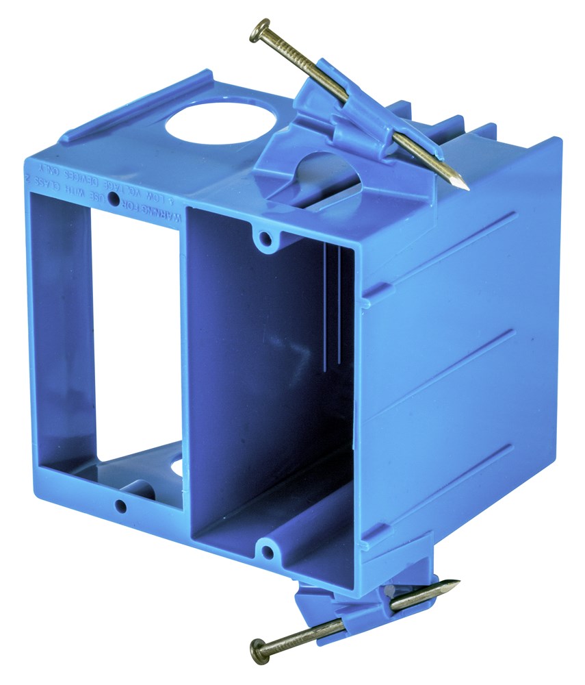 Hubbell Wiring Device Kellems, Recessed Wall Boxes, Tamper Resistant, 2-Gang, AV Plastic Box, White