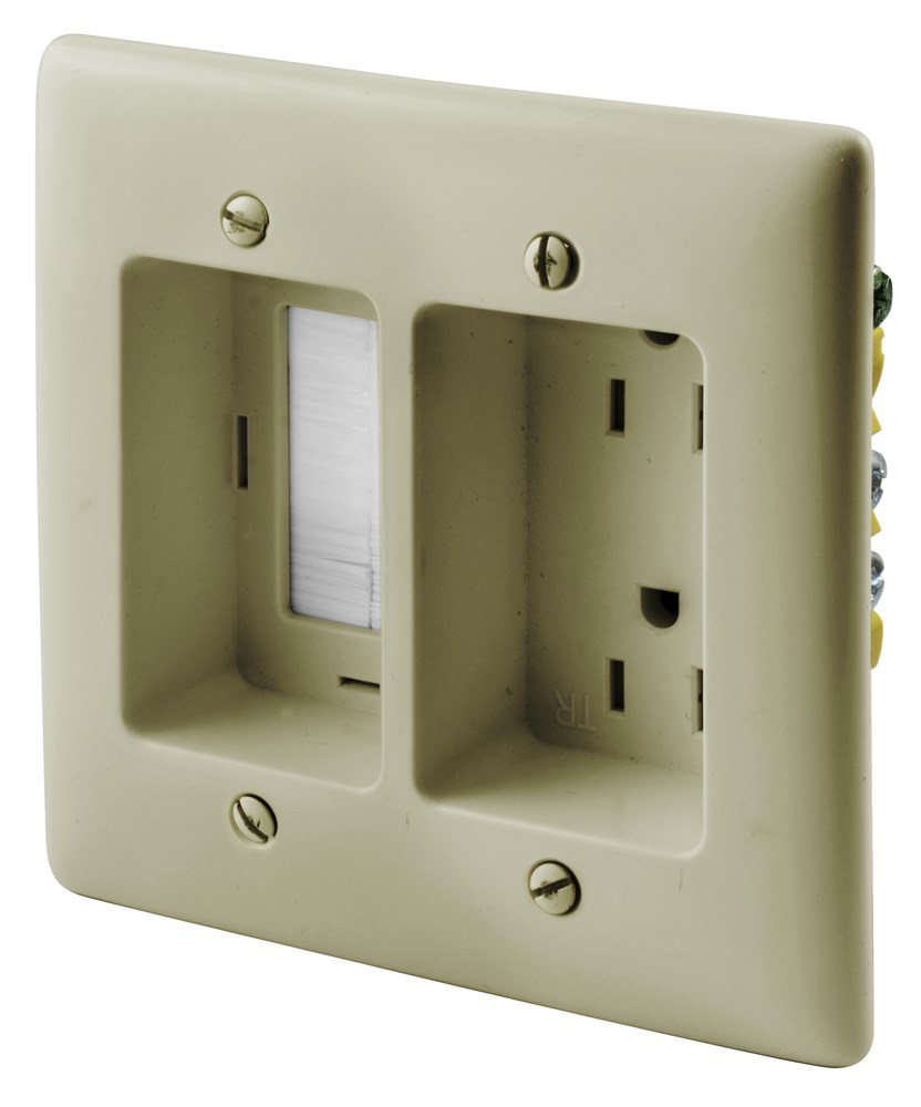 Hubbell Wiring Device Kellems, TradeSelect, Straight Blade Devices,Receptacles, Tamper Resistant Duplex, 15A 125V, 2-Pole 3-Wire Grounding,5-15R, 2G, With Feed, Ivory