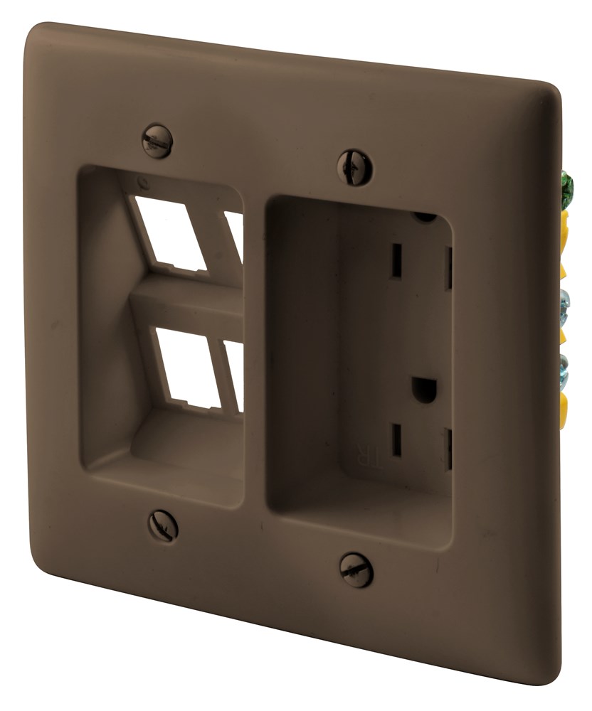 Hubbell Wiring Device Kellems, TradeSelect, Straight Blade Devices,Receptacles, Tamper Resistant Duplex, 15A 125V, 2-Pole 3-Wire Grounding,5-15R, 2G, With Snap-Fit, Brown